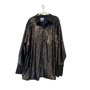 Future Collective Black Sequin Shirt button up Sz.1X